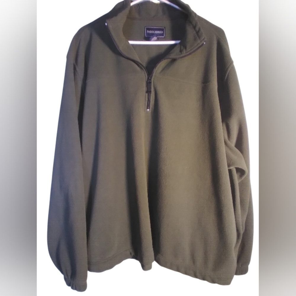 Saddlebred Green Pullover Mens 3/4 Zip XL Shirt Pockets Outdoors